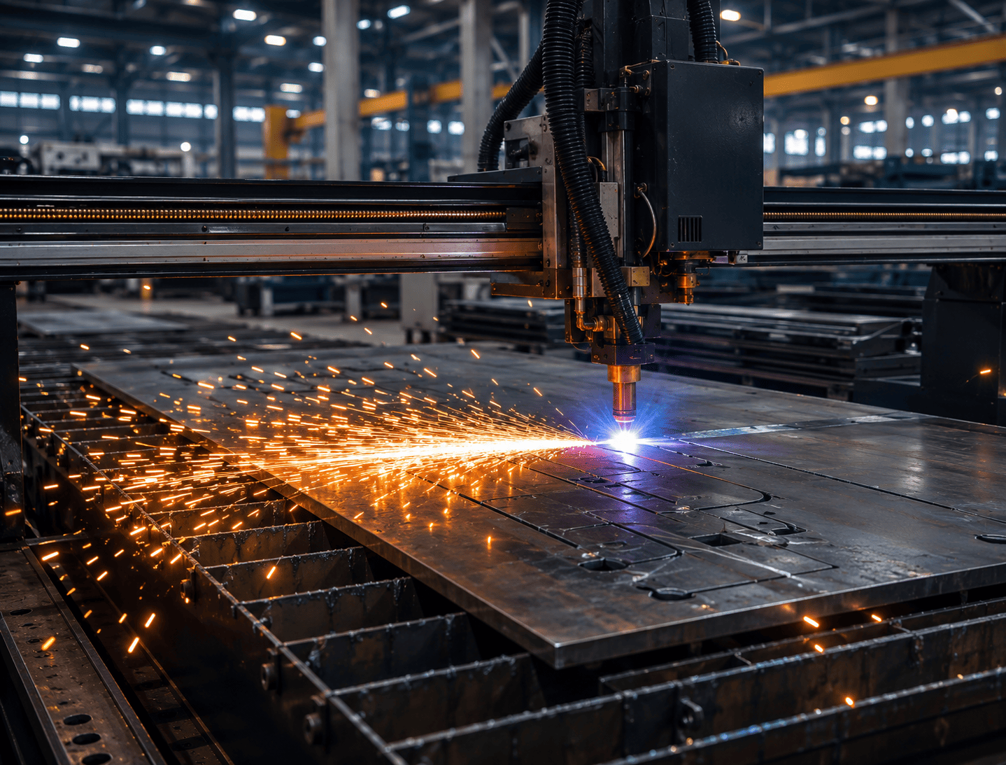 CNC cutting table in operation